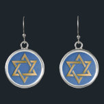 Gold Blue Star of David Art Panel   Earrings<br><div class="desc">You are viewing The Lee Hiller Photography Art and Designs Collection of Home and Office Decor,  Apparel,  Gifts and Collectibles. The Designs include Lee Hiller Photography and Mixed Media Digital Art Collection. You can view her Nature photography at http://HikeOurPlanet.com/ and follow her hiking blog within Hot Springs National Park.</div>