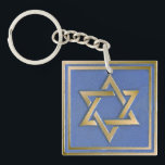 Gold Blue Star of David Art Panel  Key Ring<br><div class="desc">You are viewing The Lee Hiller Photography Art and Designs Collection of Home and Office Decor,  Apparel,  Gifts and Collectibles. The Designs include Lee Hiller Photography and Mixed Media Digital Art Collection. You can view her Nature photography at http://HikeOurPlanet.com/ and follow her hiking blog within Hot Springs National Park.</div>