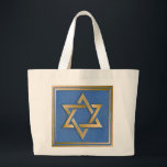Gold Blue Star of David Art Panel Large Tote Bag<br><div class="desc">You are viewing The Lee Hiller Photography Art and Designs Collection of Home and Office Decor,  Apparel,  Gifts and Collectibles. The Designs include Lee Hiller Photography and Mixed Media Digital Art Collection. You can view her Nature photography at http://HikeOurPlanet.com/ and follow her hiking blog within Hot Springs National Park.</div>