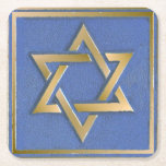 Gold Blue Star of David Art Panel Square Paper Coaster<br><div class="desc">You are viewing The Lee Hiller Photography Art and Designs Collection of Home and Office Decor,  Apparel,  Gifts and Collectibles. The Designs include Lee Hiller Photography and Mixed Media Digital Art Collection. You can view her Nature photography at http://HikeOurPlanet.com/ and follow her hiking blog within Hot Springs National Park.</div>
