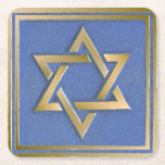 Gold Blue Star of David Art Panel Square Paper Coaster<br><div class="desc">You are viewing The Lee Hiller Photography Art and Designs Collection of Home and Office Decor,  Apparel,  Gifts and Collectibles. The Designs include Lee Hiller Photography and Mixed Media Digital Art Collection. You can view her Nature photography at http://HikeOurPlanet.com/ and follow her hiking blog within Hot Springs National Park.</div>