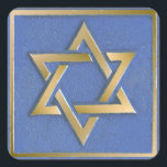 Gold Blue Star of David Art Panel Square Sticker<br><div class="desc">You are viewing The Lee Hiller Photography Art and Designs Collection of Home and Office Decor,  Apparel,  Gifts and Collectibles. The Designs include Lee Hiller Photography and Mixed Media Digital Art Collection. You can view her Nature photography at http://HikeOurPlanet.com/ and follow her hiking blog within Hot Springs National Park.</div>