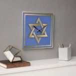 Gold Blue Star of David Art Panel  Square Wall Clock<br><div class="desc">You are viewing The Lee Hiller Photography Art and Designs Collection of Home and Office Decor,  Apparel,  Gifts and Collectibles. The Designs include Lee Hiller Photography and Mixed Media Digital Art Collection. You can view her Nature photography at http://HikeOurPlanet.com/ and follow her hiking blog within Hot Springs National Park.</div>