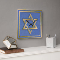 Gold Blue Star of David Art Panel 