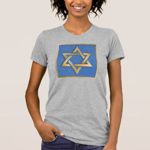 Gold Blue Star of David Art Panel T-Shirt