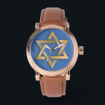 Gold Blue Star of David Art Panel  Watch<br><div class="desc">You are viewing The Lee Hiller Photography Art and Designs Collection of Home and Office Decor,  Apparel,  Gifts and Collectibles. The Designs include Lee Hiller Photography and Mixed Media Digital Art Collection. You can view her Nature photography at http://HikeOurPlanet.com/ and follow her hiking blog within Hot Springs National Park.</div>
