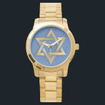 Gold Blue Star of David Art Panel   Watch<br><div class="desc">You are viewing The Lee Hiller Photography Art and Designs Collection of Home and Office Decor,  Apparel,  Gifts and Collectibles. The Designs include Lee Hiller Photography and Mixed Media Digital Art Collection. You can view her Nature photography at http://HikeOurPlanet.com/ and follow her hiking blog within Hot Springs National Park.</div>