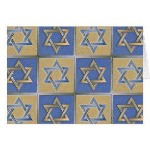 Gold Blue Star of David Art Panels