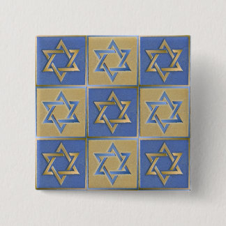 Gold Blue Star of David Art Panels 15 Cm Square Badge