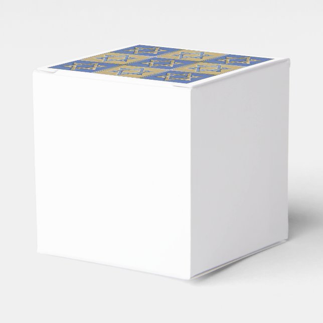 Gold Blue Star of David Art Panels Favour Box (Front Side)
