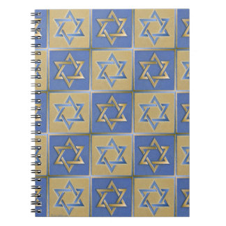 Gold Blue Star of David Art Panels Notebook