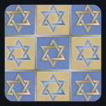 Gold Blue Star of David Art Panels Square Sticker<br><div class="desc">You are viewing The Lee Hiller Photography Art and Designs Collection of Home and Office Decor,  Apparel,  Gifts and Collectibles. The Designs include Lee Hiller Photography and Mixed Media Digital Art Collection. You can view her Nature photography at http://HikeOurPlanet.com/ and follow her hiking blog within Hot Springs National Park.</div>