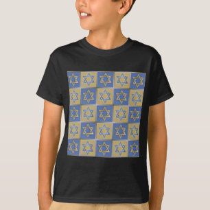 Gold Blue Star of David Art Panels T-Shirt