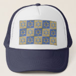 Gold Blue Star of David Art Panels Trucker Hat<br><div class="desc">You are viewing The Lee Hiller Designs Collection of Home and Office Decor,  Apparel,  Gifts and Collectibles. The Designs include Lee Hiller Photography and Mixed Media Digital Art Collection. You can view her Nature photography at http://HikeOurPlanet.com/ and follow her hiking blog within Hot Springs National Park.</div>