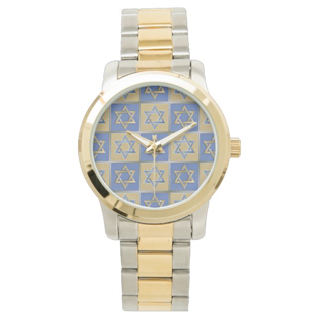 Gold Blue Star of David Art Panels Watch (Front)