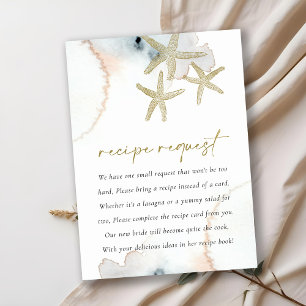 Gold Blue Starfish Recipe Request Bridal Shower Enclosure Card