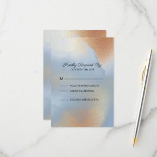 Gold & Blue Texture RSVP Card