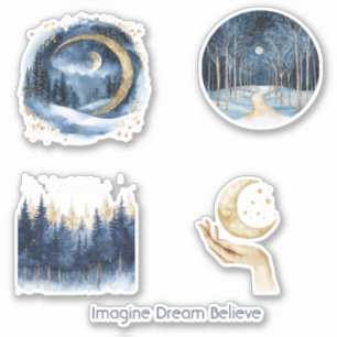 Gold Blue Trees Imagine Dream Believe  