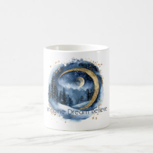 Gold Blue Trees Imagine Dream Believe   Coffee Mug