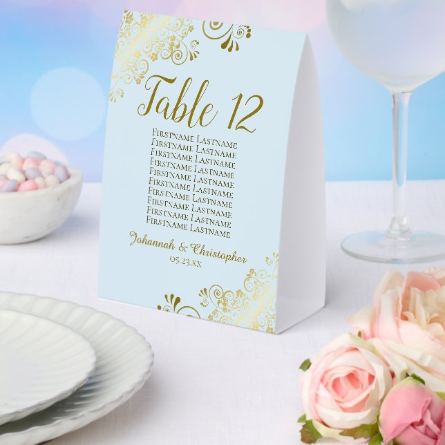 Gold & Blue Wedding Table Number Seating Chart (Insitu(Wedding))