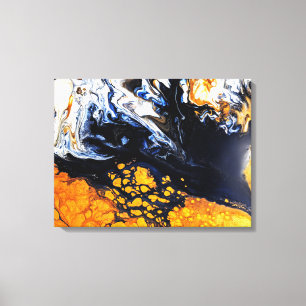 Gold, Blue & White Acrylic Painting Abstract Art Canvas Print
