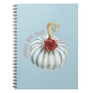 Gold Blue White Stripes Red Rose Pumpkin Notebook