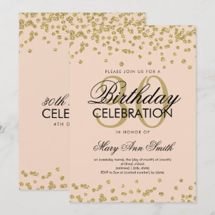 Gold Blush 30th Birthday Glitter Confetti Invitation