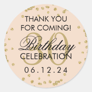 Gold Blush 30th Birthday Thank You Confetti Classic Round Sticker