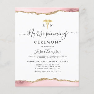 gold blush agate Nurse pinning ceremony Invitation