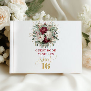 Gold Blush Burgundy 16th Birthday Guest Book