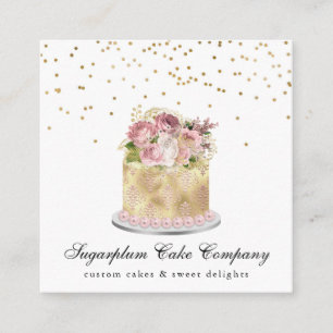 Gold & Blush  Cake & Bakery Business Card