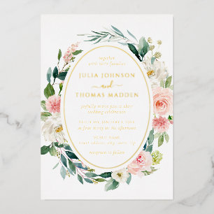 Gold Blush Floral Foliage Wedding