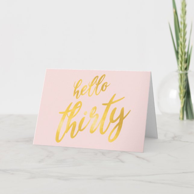 Gold Blush "Hello Thirty" Happy Birthday Card (Front)