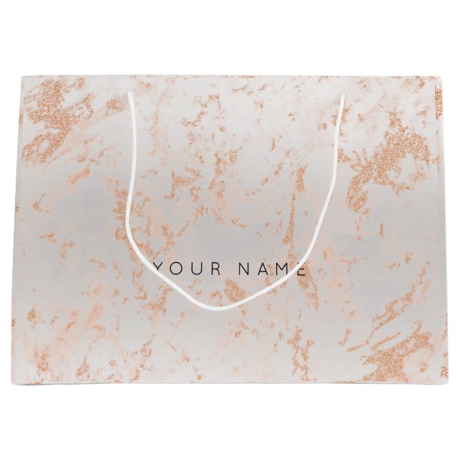 Gold Blush Marble Metallic Gift Gray Silver Peach Large Gift Bag (Front)