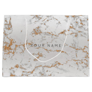 Gold Blush Marble Metallic Gift Gray Silver Rose Large Gift Bag