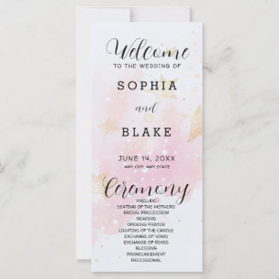 Gold, Blush & Off White Stars Wedding Program