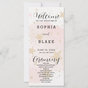 Gold, Blush & Off White Stars Wedding Program