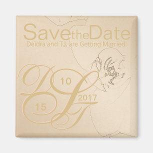 Gold Blush Orchid Save the Date Magnet