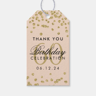 Gold Blush Pink 60th Birthday Thank You Confetti Gift Tags