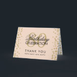 Gold Blush Pink 80th Birthday Thank you Glitter Card<br><div class="desc">Elegant 80th Birthday Party Gold Faux Glitter Confetti Blush Pink template. Easy to use and easy to personalise. Order Today!</div>