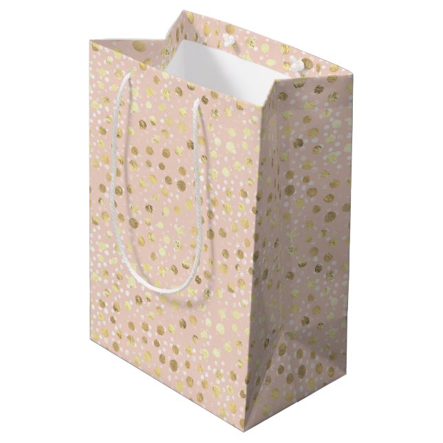 Gold Blush Pink Animal Print      Medium Gift Bag (Back Angled)
