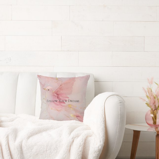 Gold Blush Pink Birds Baby Shower Cushion (Couch)