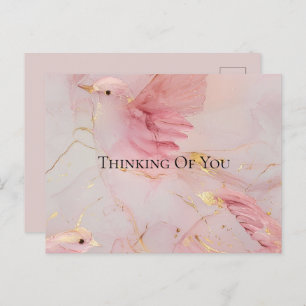 Gold Blush Pink Birds Baby Shower Postcard