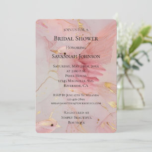 Gold Blush Pink Birds Bridal Shower Invitation