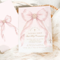 Gold Blush Pink Bow First Holly Communion