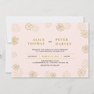 Gold & Blush Pink   Chic Modern Wedding Ceremony Invitation