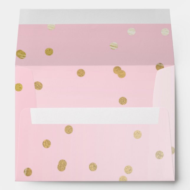 Gold & Blush Pink Confetti Modern Glam Invitation Envelopes (Back (Bottom))
