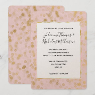 Gold Blush Pink Confetti Wedding Invites