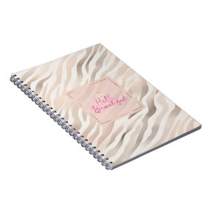 Gold Blush Pink Cream Animal Hello Beautiful Heart Notebook