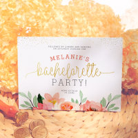 Gold Blush Pink Floral Bachelorette Party Insert